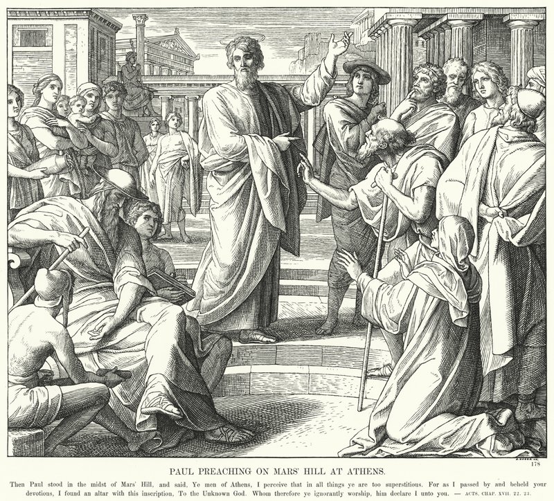 Pál prédikál a Mars-dombon Athénban (metszet) alkotó: Julius (after) Schnorr von Carolsfeld