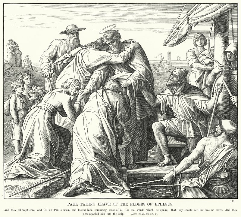 Pál búcsút vesz az efezusi vénektől (metszet) alkotó: Julius (after) Schnorr von Carolsfeld