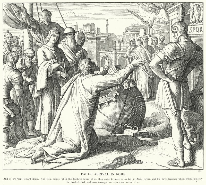 Pál érkezése Rómába (metszet) alkotó: Julius (after) Schnorr von Carolsfeld