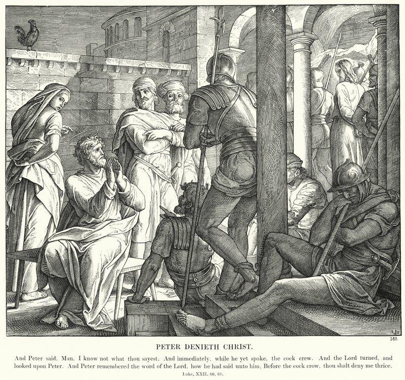 Péter tagadja Krisztust (metszet) alkotó: Julius (after) Schnorr von Carolsfeld