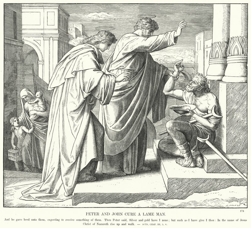 Péter és János meggyógyít egy sántát (metszet) alkotó: Julius (after) Schnorr von Carolsfeld