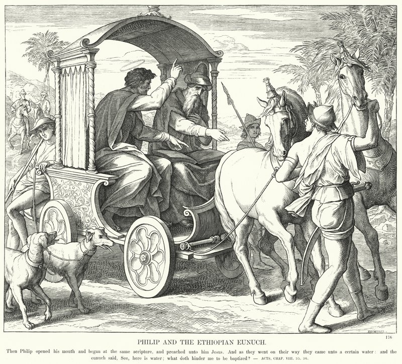 Fülöp és az etióp eunuch (metszet) alkotó: Julius (after) Schnorr von Carolsfeld