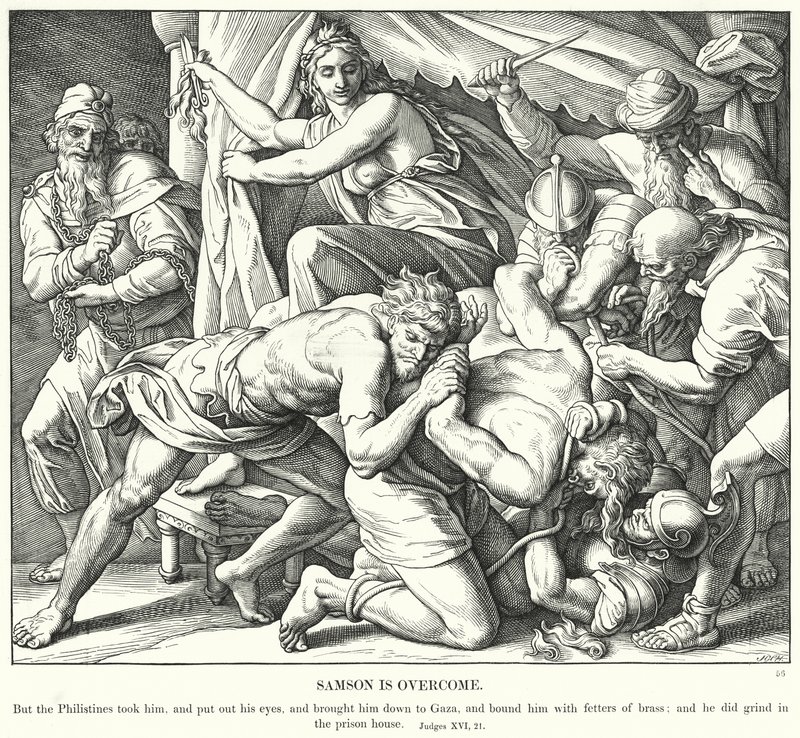 Sámson legyőzve (metszet) alkotó: Julius (after) Schnorr von Carolsfeld