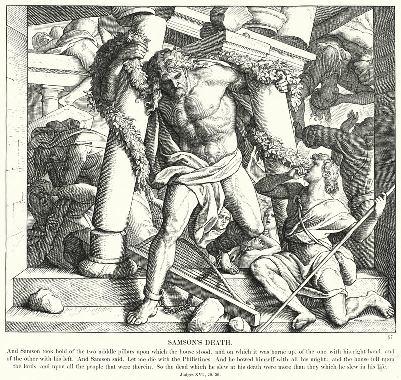 Sámson halála (metszet) alkotó: Julius (after) Schnorr von Carolsfeld