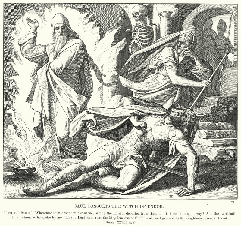 Saul az endori boszorkányhoz fordul (metszet) alkotó: Julius (after) Schnorr von Carolsfeld