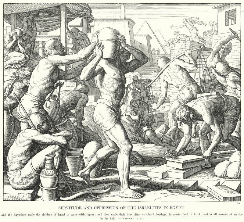Az izraeliták szolgasága és elnyomása Egyiptomban (metszet) alkotó: Julius (after) Schnorr von Carolsfeld