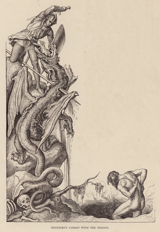 Siegfried harca a sárkánnyal (metszet) alkotó: Julius (after) Schnorr von Carolsfeld