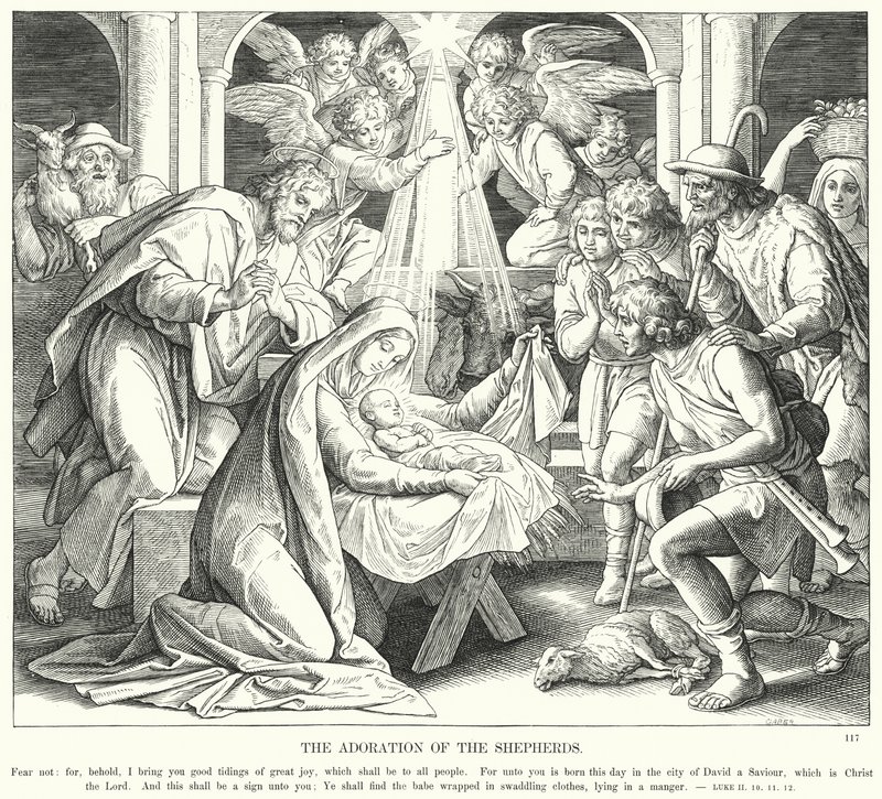 A Pásztorok imádása (metszet) alkotó: Julius (after) Schnorr von Carolsfeld