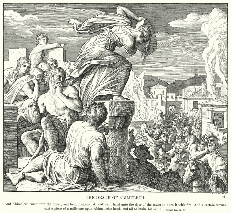 Abimelek halála (metszet) alkotó: Julius (after) Schnorr von Carolsfeld