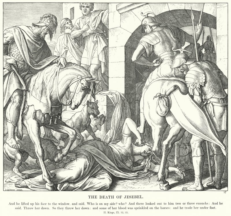 Jesebel halála (metszet) alkotó: Julius (after) Schnorr von Carolsfeld