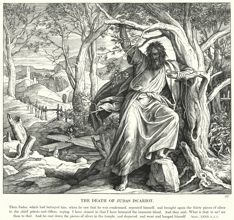 Iskariótes Júdás halála (metszet) alkotó: Julius (after) Schnorr von Carolsfeld