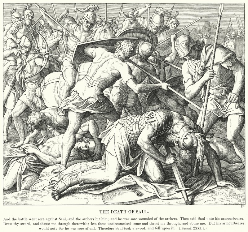Saul halála (metszet) alkotó: Julius (after) Schnorr von Carolsfeld