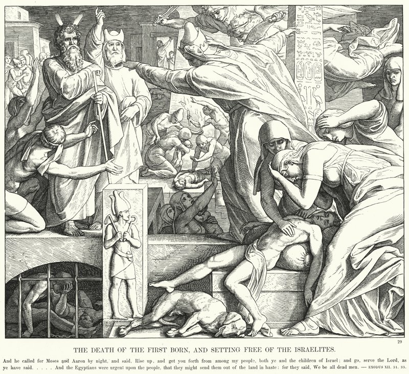 Az elsőszülött halála és az izraeliták szabadulása (metszet) alkotó: Julius (after) Schnorr von Carolsfeld