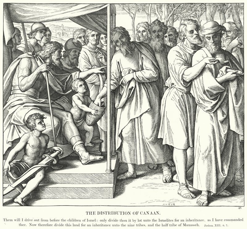 Kánaán elosztása (metszet) alkotó: Julius (after) Schnorr von Carolsfeld