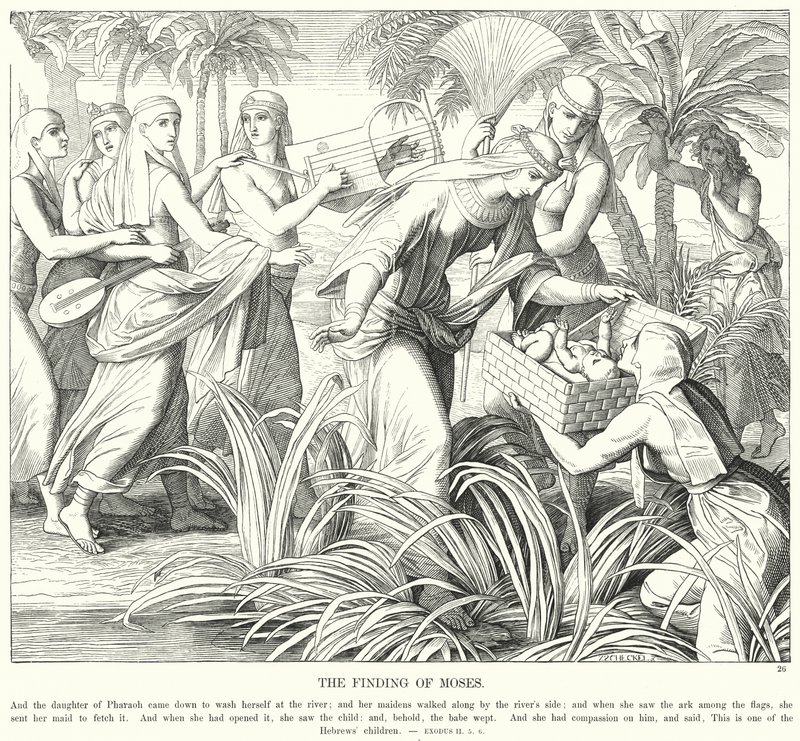 Mózes megtalálása (metszet) alkotó: Julius (after) Schnorr von Carolsfeld