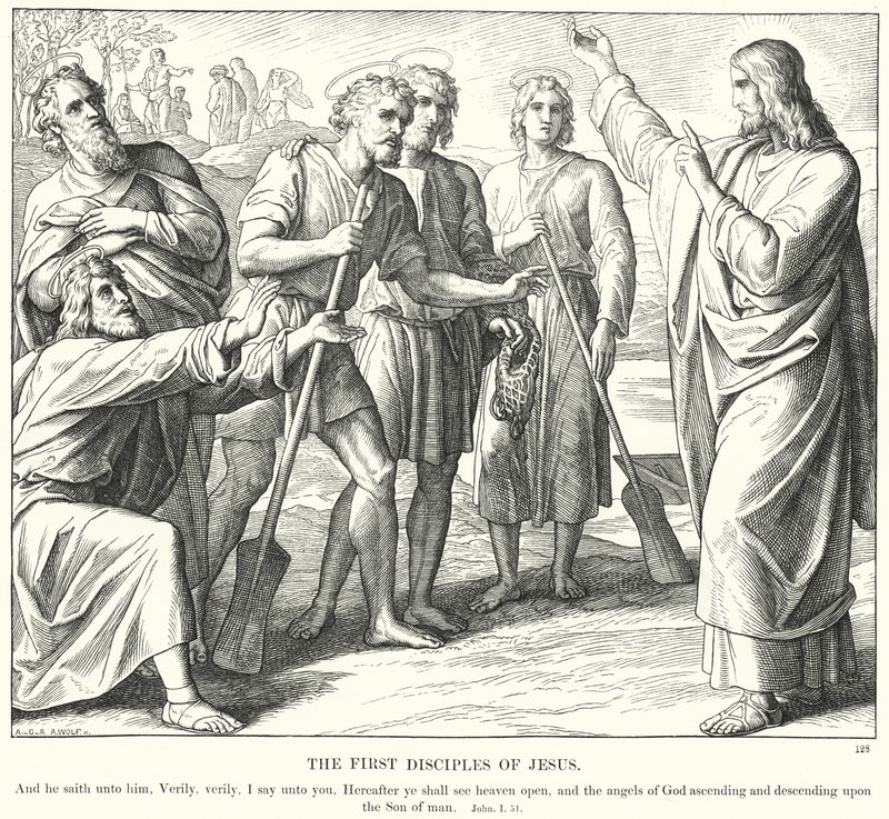 Jézus első tanítványai (metszet) alkotó: Julius (after) Schnorr von Carolsfeld