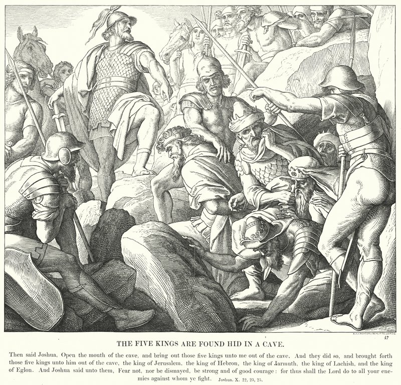 Az öt királyt elrejtve egy barlangban találták (metszet) alkotó: Julius (after) Schnorr von Carolsfeld