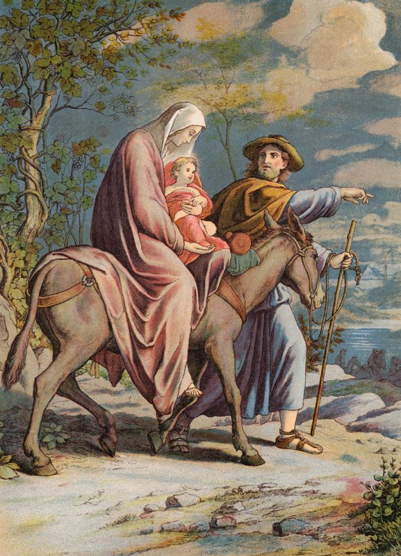 Az egyiptomi menekülés (színes litográfia) alkotó: Julius (after) Schnorr von Carolsfeld