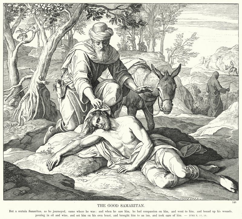 Az irgalmas szamaritánus (metszet) alkotó: Julius (after) Schnorr von Carolsfeld