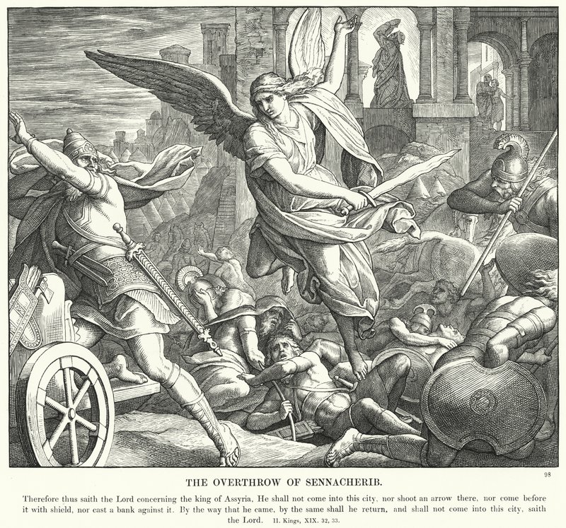 Szanherib megdöntése (metszet) alkotó: Julius (after) Schnorr von Carolsfeld