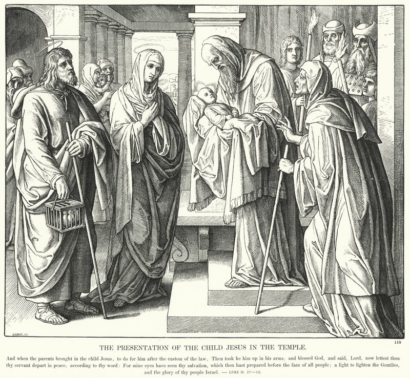 A Gyermek Jézus bemutatása a templomban (metszet) alkotó: Julius (after) Schnorr von Carolsfeld