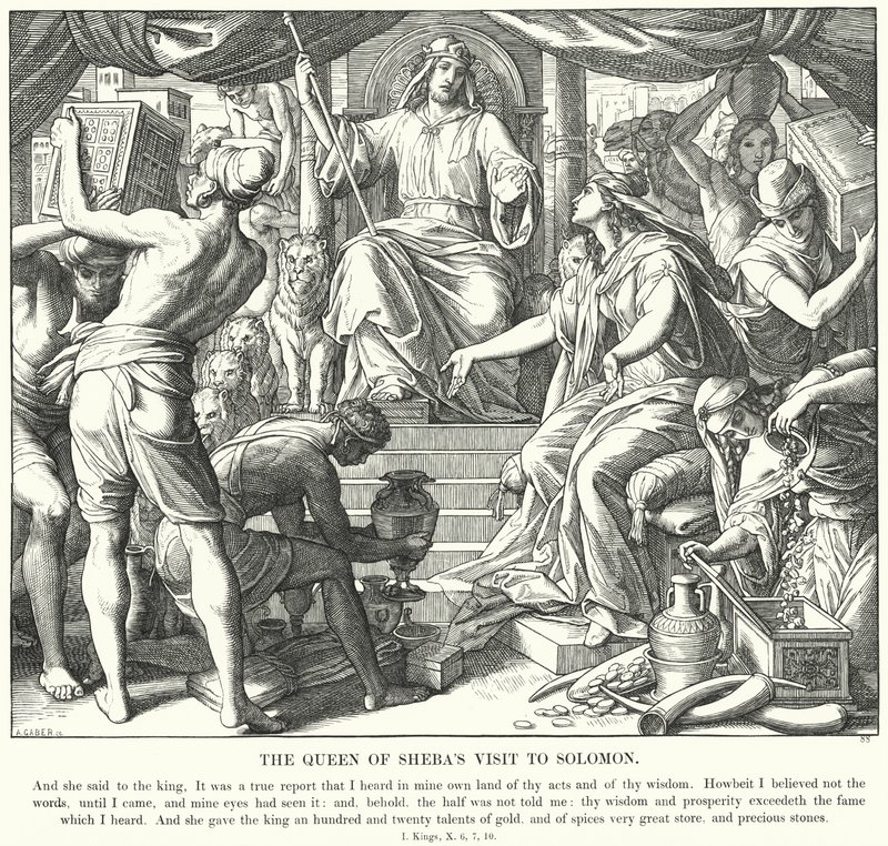 Sába királynője Salamon látogatása (metszet) alkotó: Julius (after) Schnorr von Carolsfeld