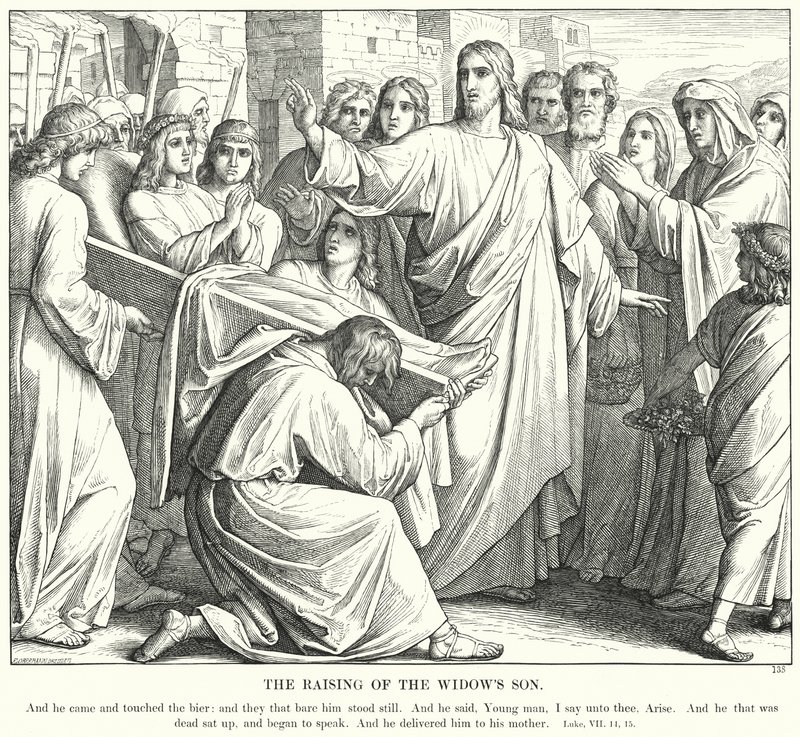 Az özvegy fiának felnevelése (metszet) alkotó: Julius (after) Schnorr von Carolsfeld