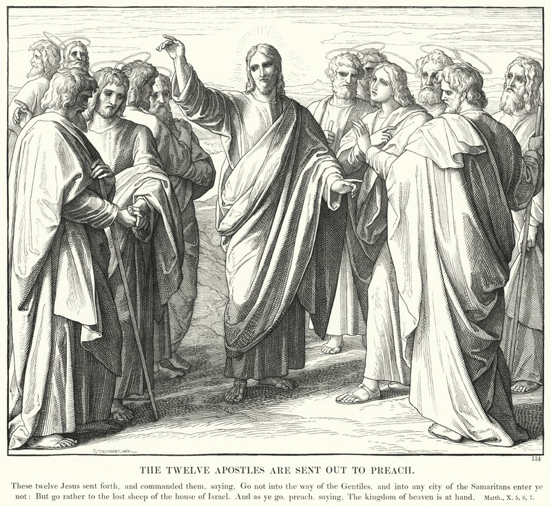 A tizenkét apostolt kiküldik prédikálni (metszet) alkotó: Julius (after) Schnorr von Carolsfeld