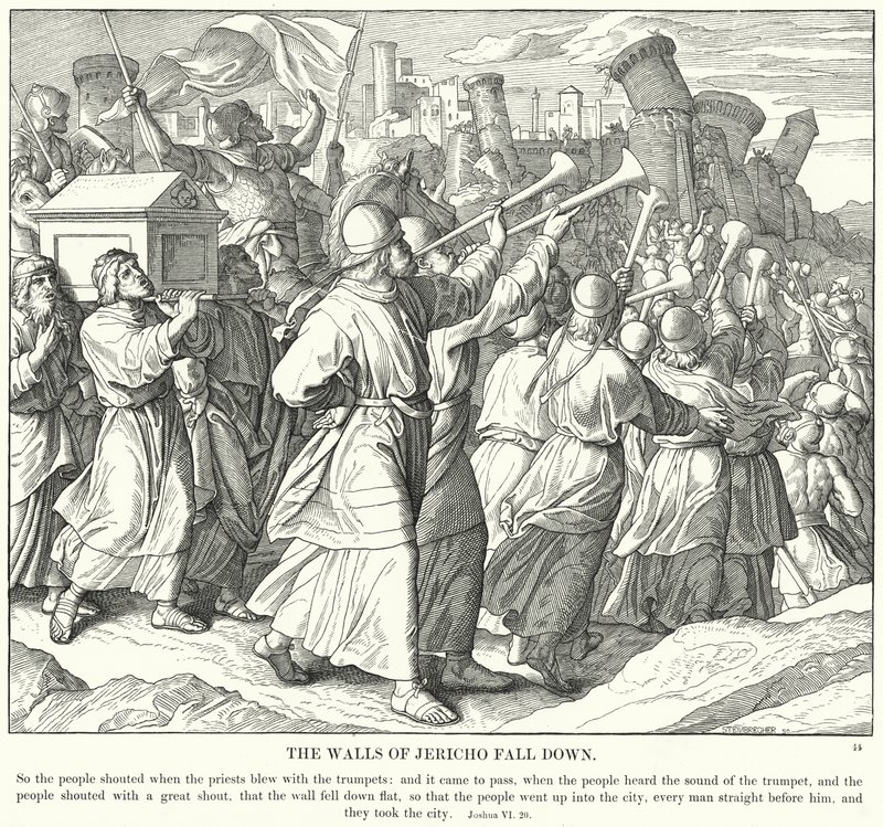 Leomlanak Jerikó falai (metszet) alkotó: Julius (after) Schnorr von Carolsfeld