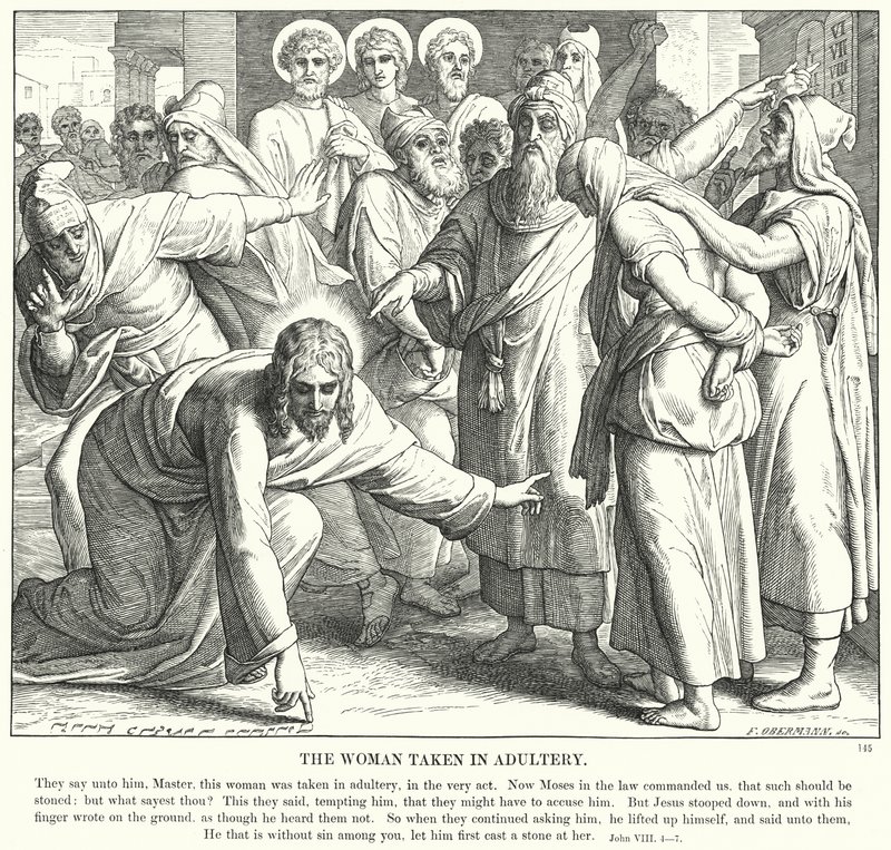 A házasságtörésen elfogott nő (metszet) alkotó: Julius (after) Schnorr von Carolsfeld