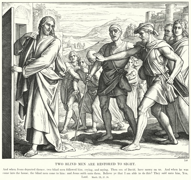 Két vak visszanyeri a látást (metszet) alkotó: Julius (after) Schnorr von Carolsfeld