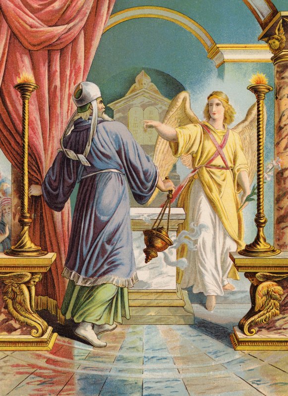Zocharias a templomban (színes litográfia) alkotó: Julius (after) Schnorr von Carolsfeld