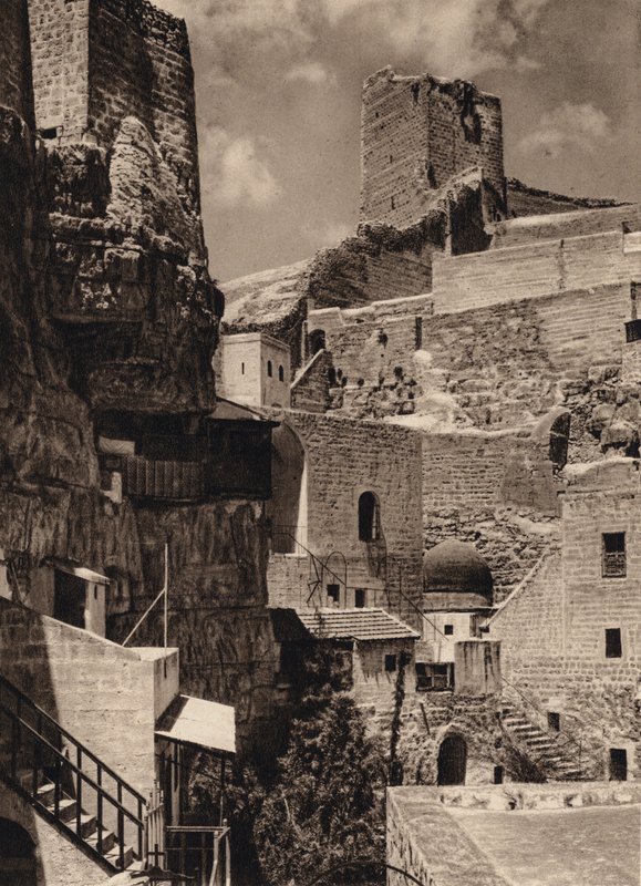 Mar Saba, Eudoxia tornya és kolostor (f/w fotó) alkotó: Karl Grober