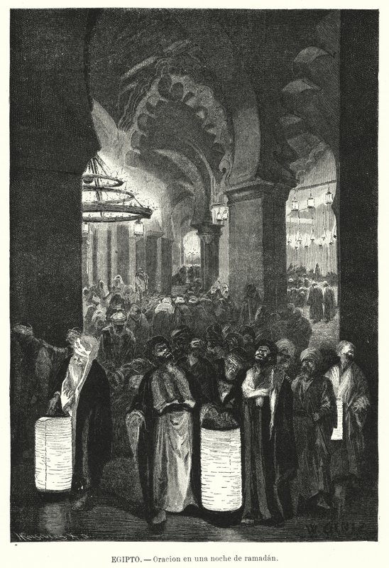Esti imák a ramadán idején, Egyiptom (litho) alkotó: Karl Wilhelm Gentz