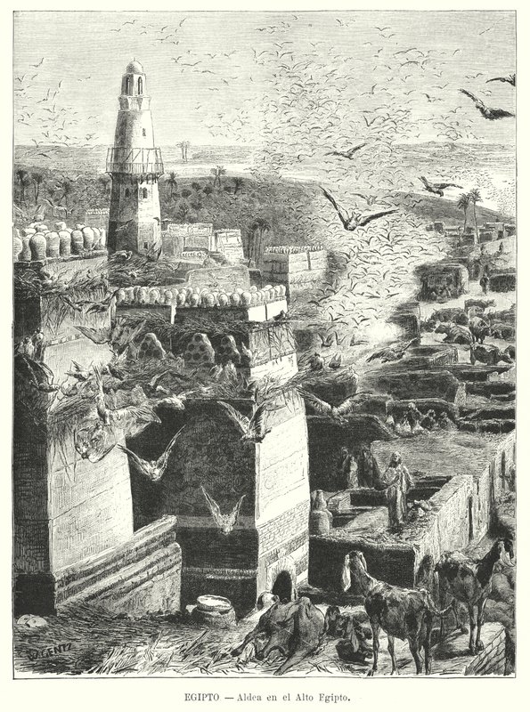Falu Felső-Egyiptomban (litho) alkotó: Karl Wilhelm Gentz