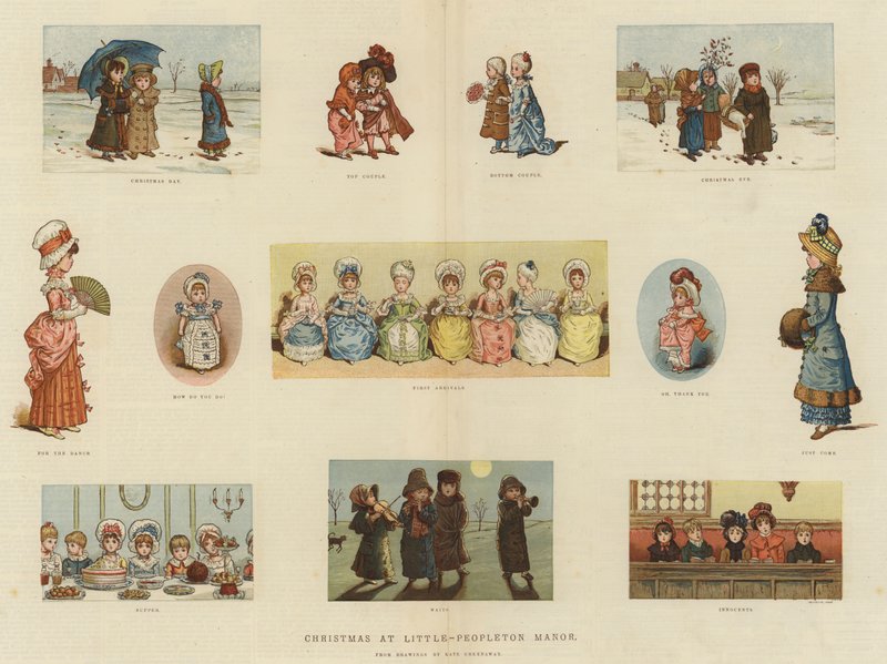 Karácsony a Little-Peopleton Manorban (chromolitho) alkotó: Kate Greenaway