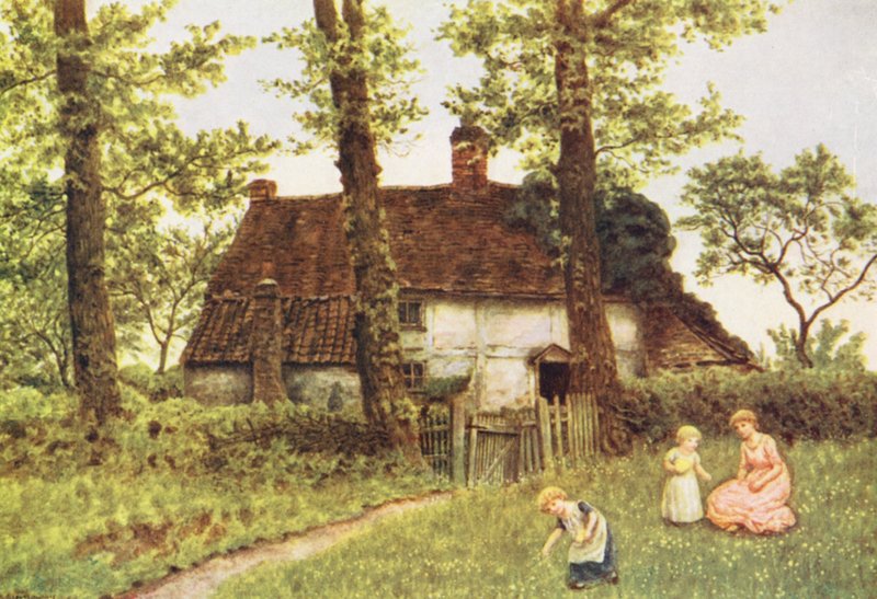 A Surrey Cottage (színes litográfia) alkotó: Kate (after) Greenaway