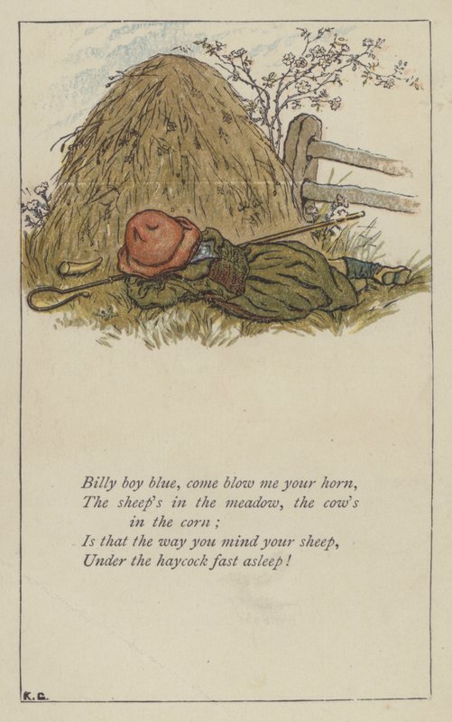 Billy fiú kék, gyere fújd meg a kürtödet (színes litó) alkotó: Kate (after) Greenaway