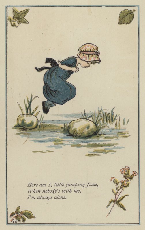 Itt vagyok én, kis ugráló Joan (színes litó) alkotó: Kate (after) Greenaway