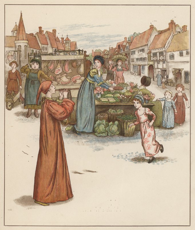 Kate Greenaway illusztrációja Robert Browning Hamelin pipája című filmjéhez (színes litó) alkotó: Kate (after) Greenaway