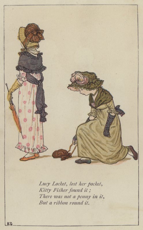 Lucy Locket, elvesztette a zsebét (színes litó) alkotó: Kate (after) Greenaway