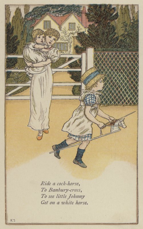 Lovagolni kakaslón (színes litó) alkotó: Kate (after) Greenaway