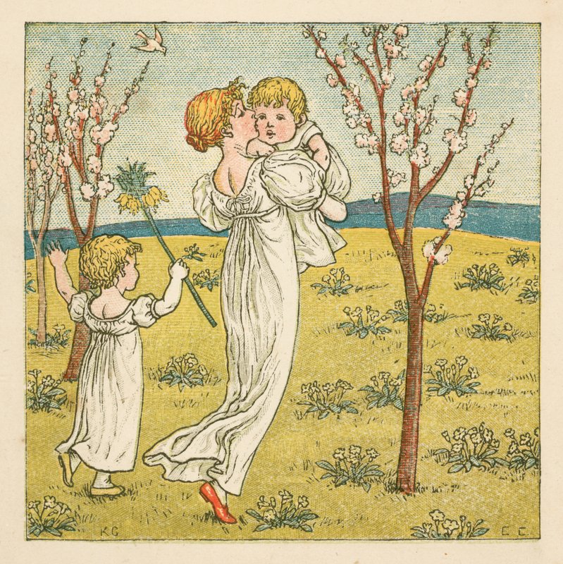 Séta a virágok között (színes litó) alkotó: Kate (after) Greenaway