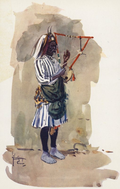 Egyiptom népe: Rakes (színes litográfia): Dancing Negro, Abde Rakes (színes litográfia) alkotó: Lance Thackeray