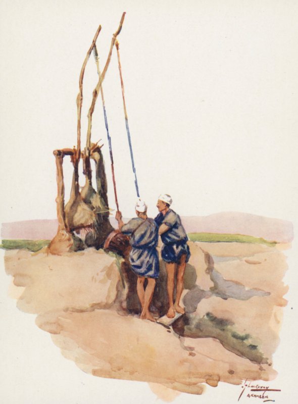 Egyiptom népe: Shadoof Men, Shaddaf (színes litó) alkotó: Lance Thackeray