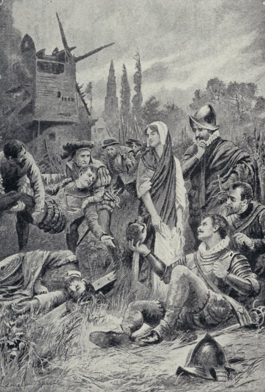 Sir Philip Sidney a zutpheni csatában (litho) alkotó: Lancelot Speed