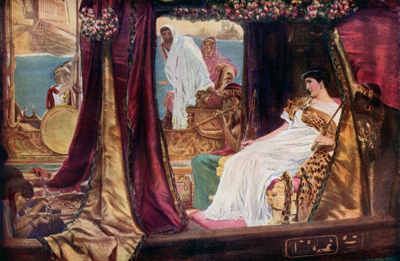 Kleopátra a bárkájában, Shakespeares Antonius és Kleopátra könyvéből alkotó: Lawrence after Alma Tadema