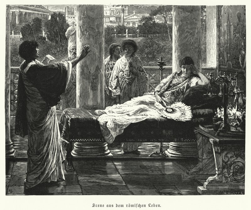 Jelenet az ókori római életből (metszet) alkotó: Lawrence (after) Alma Tadema