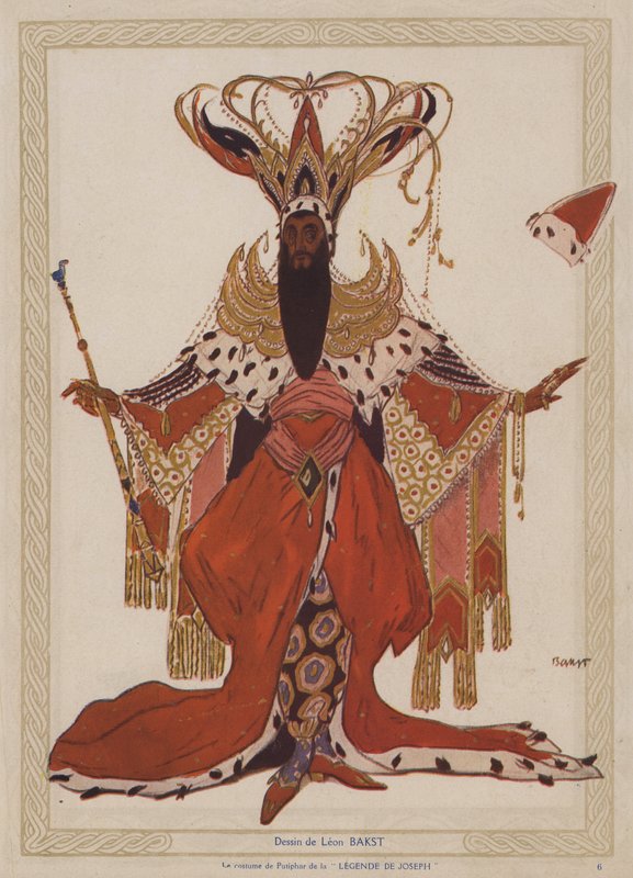 Leon Bakst jelmezterve Potiphar számára Richard Strauss Josephslegende balettjének Ballets Russes produkciójában (színes litó) alkotó: Leon (after) Bakst