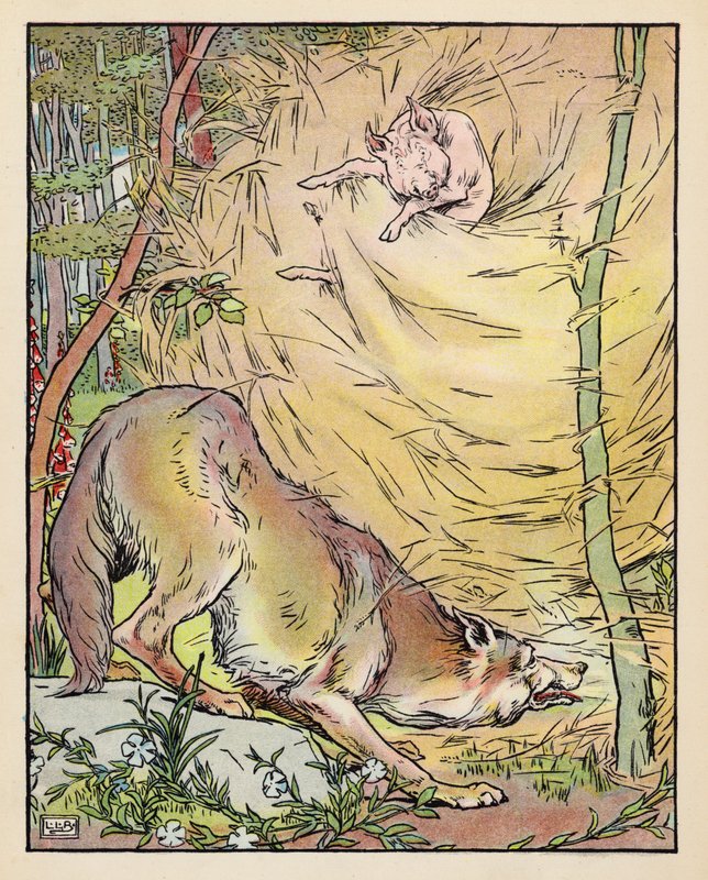 Illusztráció A három kismalachoz (színes litográfia) alkotó: Leonard Leslie Brooke